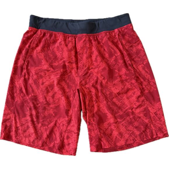 Lululemon Men's Activewear Shorts Red Black Linerless XL Stretch Long 9" Inseam - Picture 5 of 6